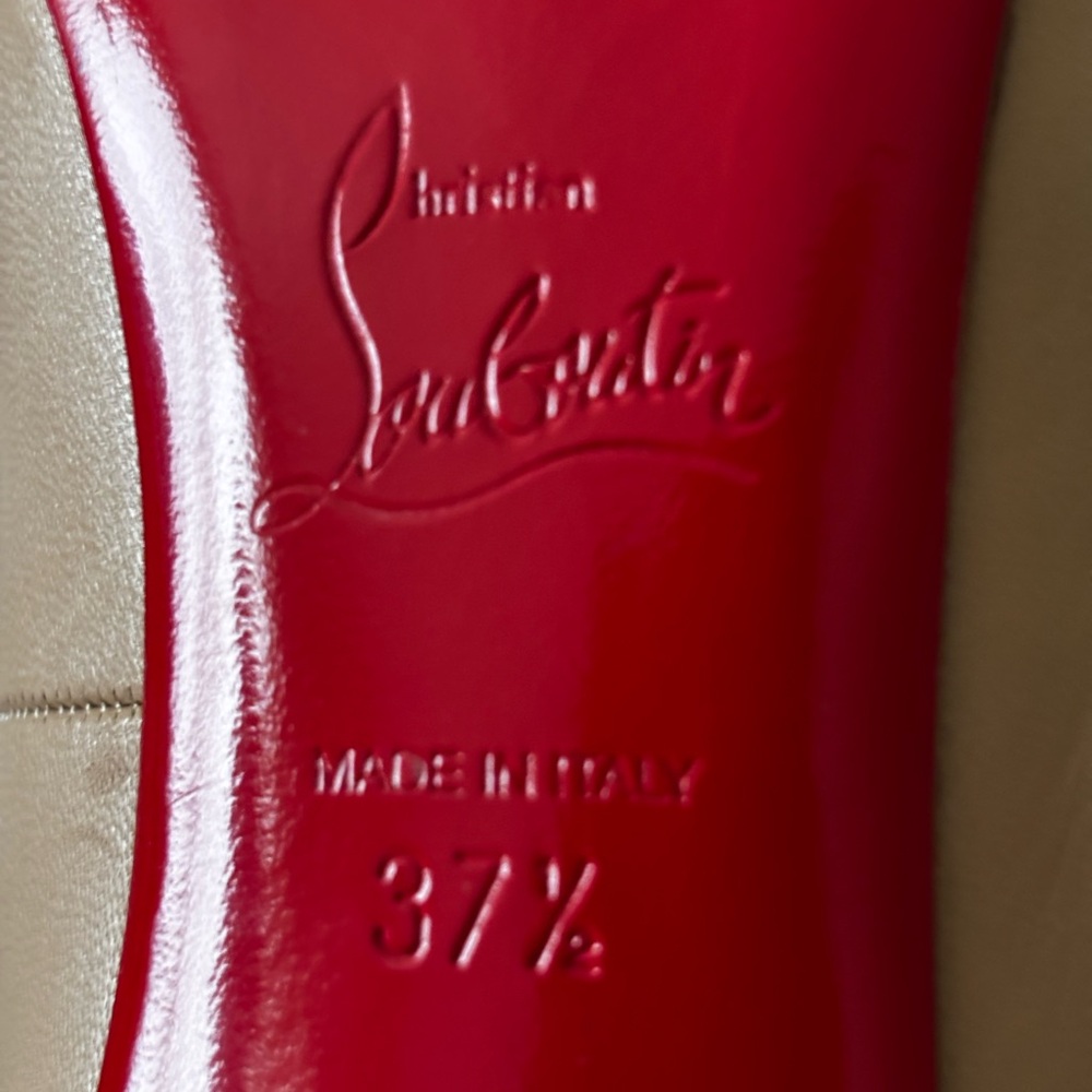 Christian Louboutin Pijonina 120 Peep Toe Scalloped Pumps Size 37.5 - Picture 13 of 15